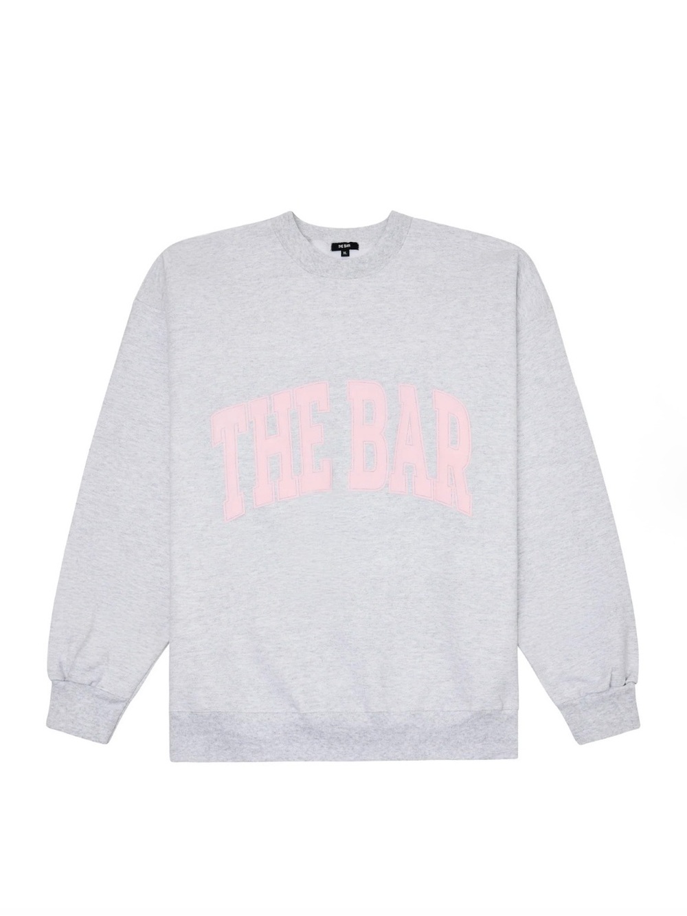 THE BAR Varsity Crewneck Sweatshirt in Light Heather Grey/Blush